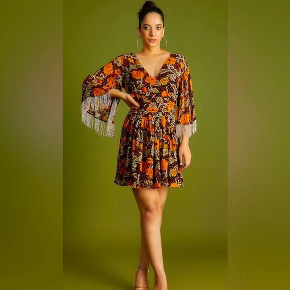 anthropologie orange fringe dress Anthropologie Let Me Be Orange Fringe Tube Mini Dress Size Medium NWT Flapper